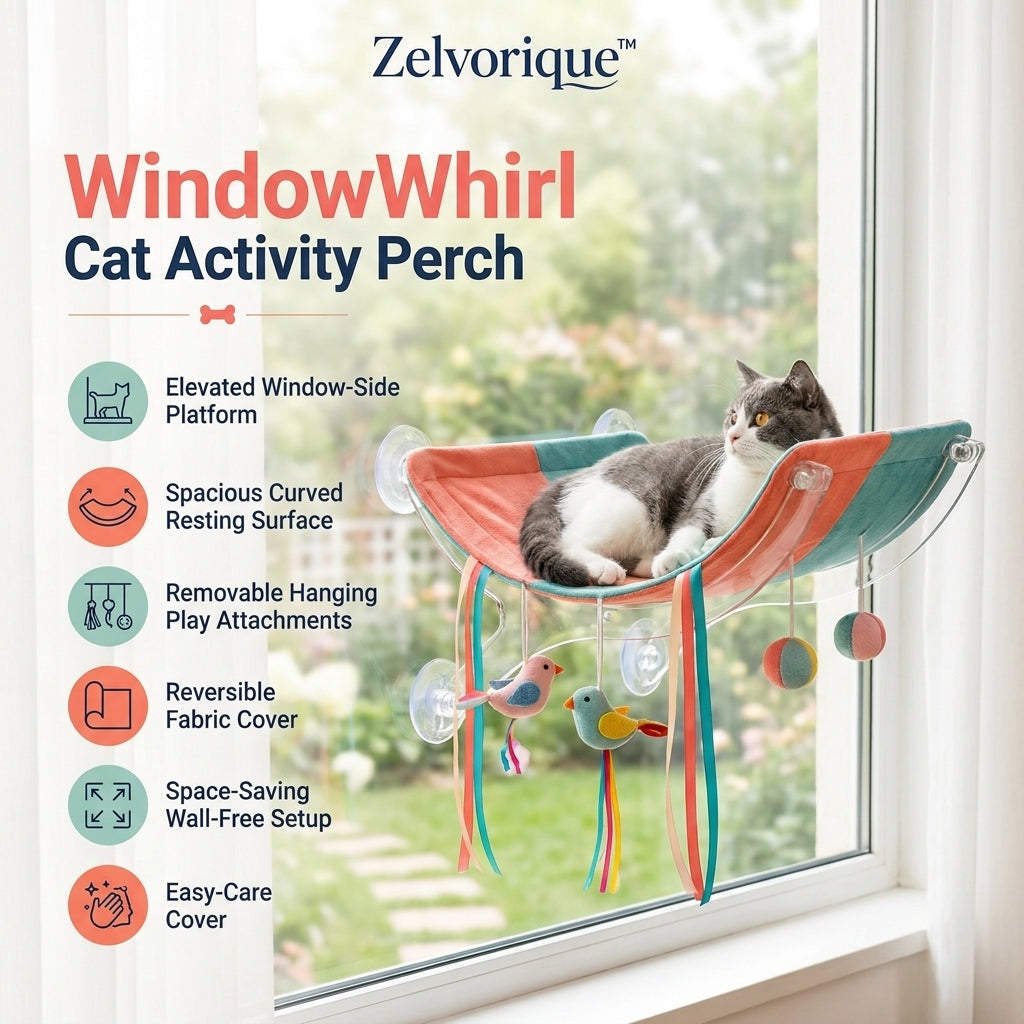 Zelvorique™ WindowWhirl Cat Activity Perch